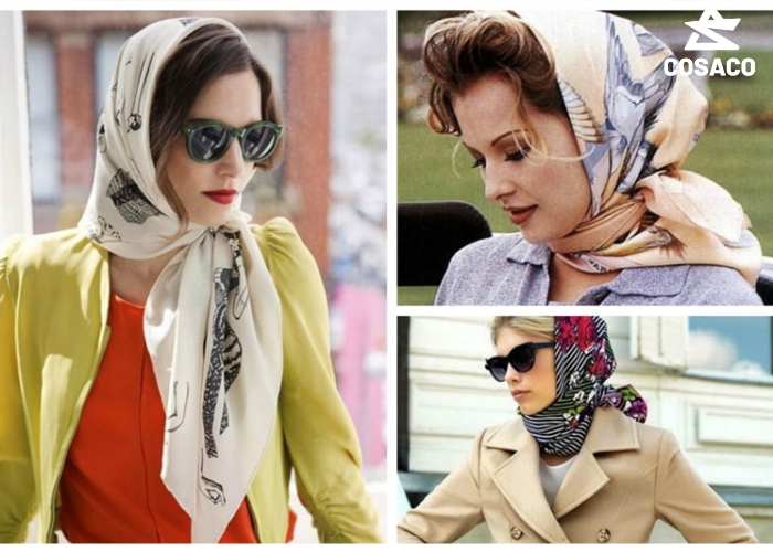 Cách phối đồ với khăn lụa trùm đầu