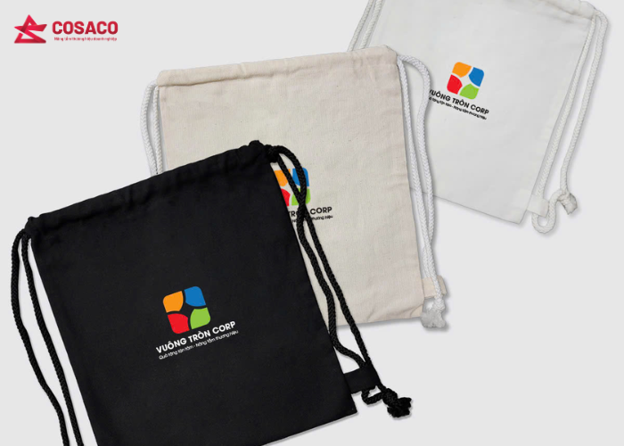 Balo dây rút vải bố in logo – Gọn gàng, tăng nhận diện